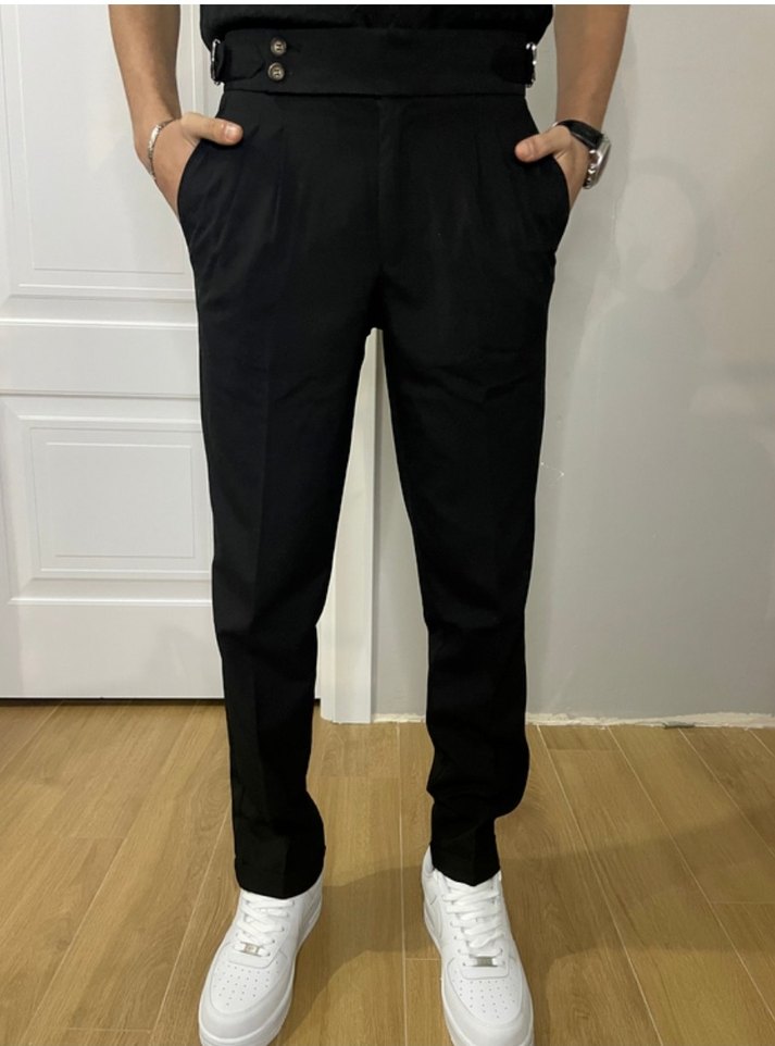 Siyah Kemerli Keten Pantolon - Görsel 4