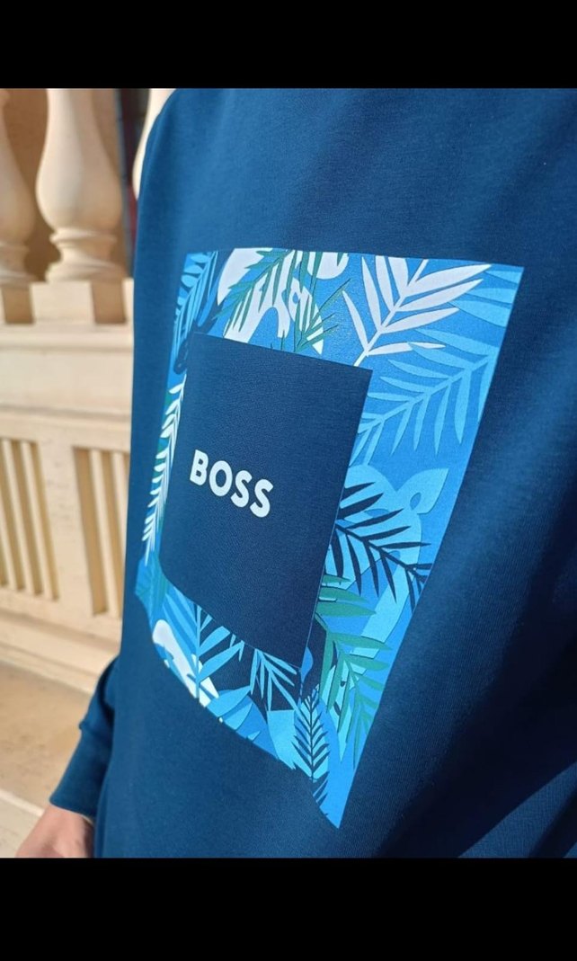 Mavi BOSS Baskılı Erkek Sweatshirt - Görsel 3