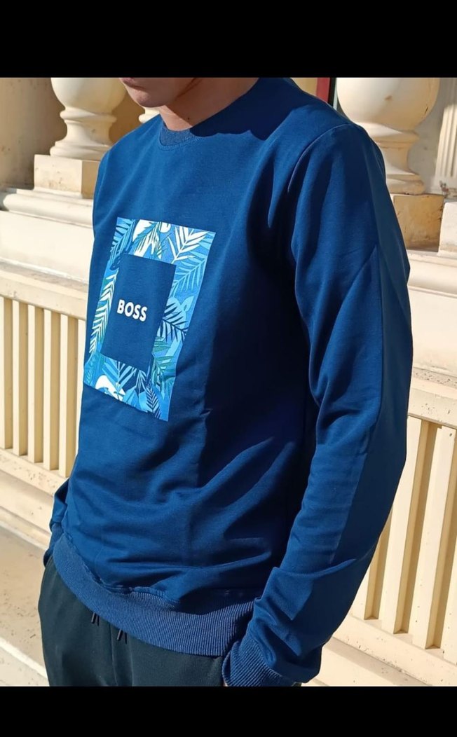 Mavi BOSS Baskılı Erkek Sweatshirt - Görsel 2