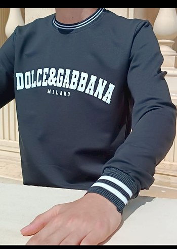 Siyah Baskılı Uzun Kollu Crew Neck Kazak - Görsel 3