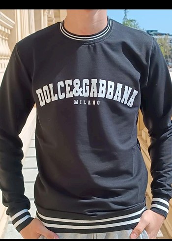 Siyah Baskılı Uzun Kollu Crew Neck Kazak - Görsel 2