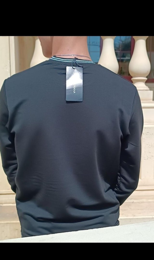 Siyah Baskılı Uzun Kollu Crew Neck Kazak - Görsel 4