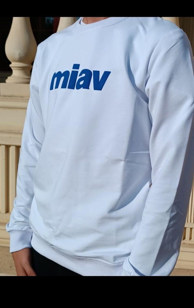 Beyaz Erkek Sweatshirt Uzun Kollu Rahat Kesim - Görsel 2