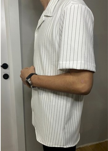 Kısa Kollu Çizgili Erkek Gömlek - Görsel 3