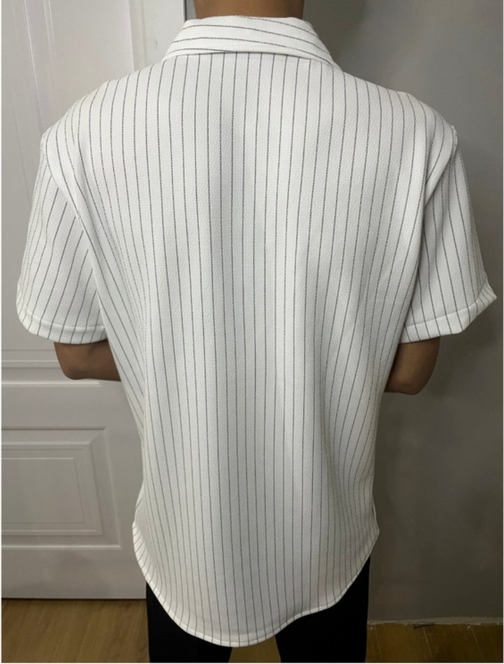 Kısa Kollu Çizgili Erkek Gömlek - Görsel 2