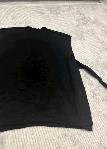xl Beden Siyah V Yaka Kolsuz Salaş Midi Süveter