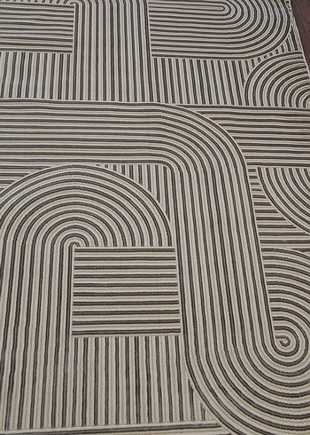 Çağdaş Çizgili Kahverengi Gri Halı 120/180 - Görsel 2