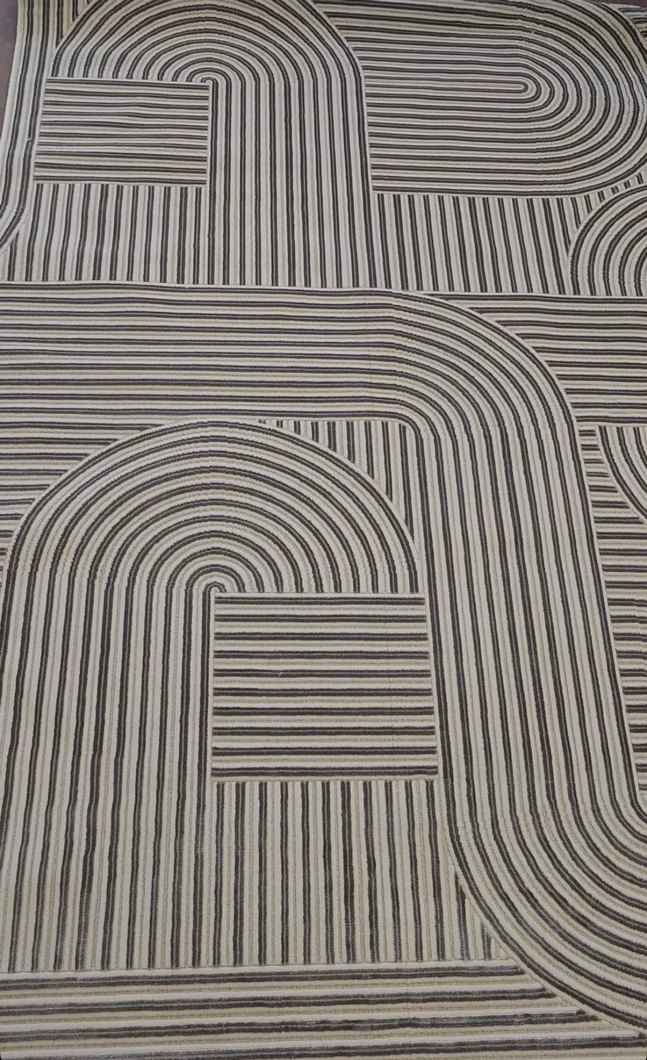 Çağdaş Çizgili Kahverengi Gri Halı 120/180 - Görsel 3