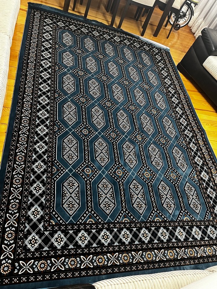 Petrol  mavısı Desenli Geleneksel Halı - Görsel 4