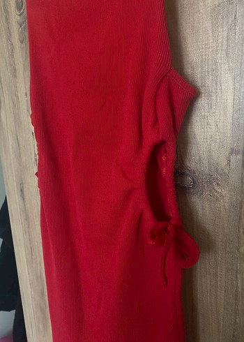 Kırmızı İnce Askılı Mini Elbise - Görsel 2