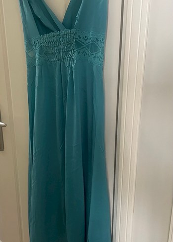 Yeşil Uzun Bohem vintage Kadın gecelik Sabahlık - Görsel 2