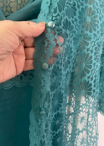 Yeşil Uzun Bohem vintage Kadın gecelik Sabahlık - Görsel 6