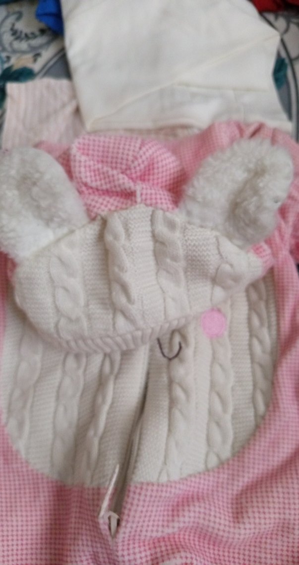 Kapüşonlu Pembe Bebek Tulum ikiz bebek - Görsel 4