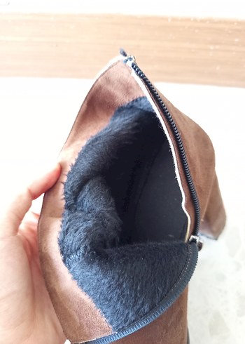 Kahverengi Süet Kadın Dolgu Topuklu Bot - Görsel 4