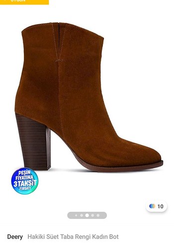 Kahverengi Süet Kadın Dolgu Topuklu Bot - Görsel 3