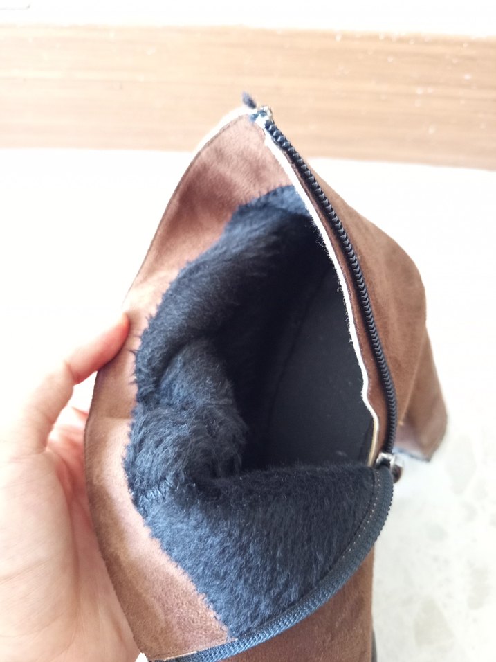 Kahverengi Süet Kadın Dolgu Topuklu Bot - Görsel 4