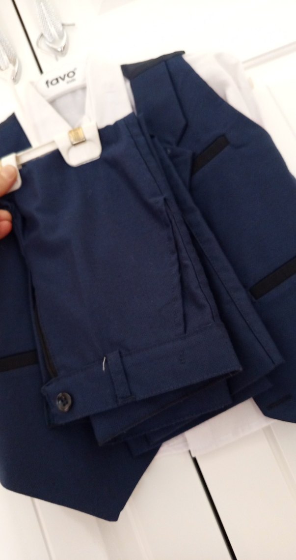 Koyu Mavi Düğmeli Erkek Çocuk takım elbise - Görsel 3