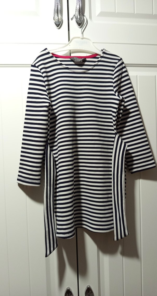 Kız Çocuk Çizgili Fitilli Elbise - Görsel 3