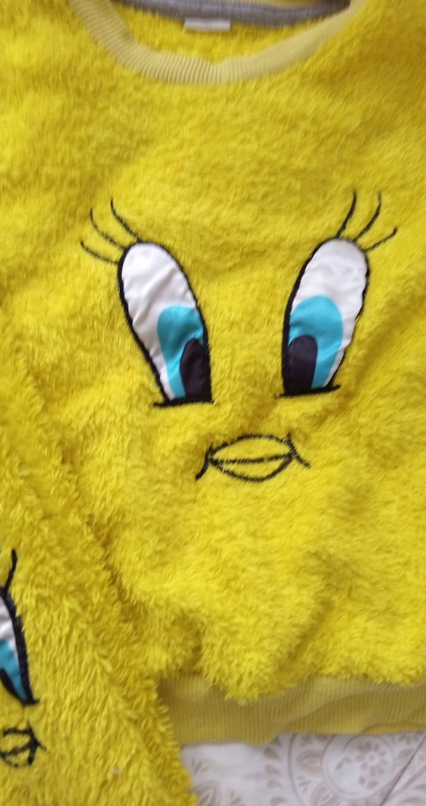 Sarı Nakışlı Kürklü Kız  çocuk Eşofman Takımı - Görsel 2