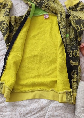 Renkli Baskılı Yeşil Erkek  çocuk ceket içlik Sweatshirt hırka - Görsel 2