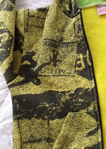 Renkli Baskılı Yeşil Erkek  çocuk ceket içlik Sweatshirt hırka - Görsel 3