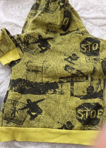 Renkli Baskılı Yeşil Erkek  çocuk ceket içlik Sweatshirt hırka - Görsel 5