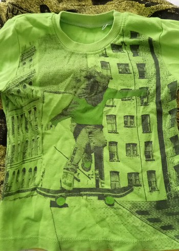 Renkli Baskılı Yeşil Erkek  çocuk ceket içlik Sweatshirt hırka - Görsel 6