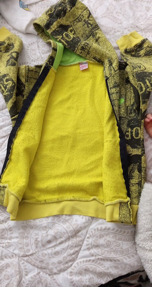 Renkli Baskılı Yeşil Erkek  çocuk ceket içlik Sweatshirt hırka - Görsel 2