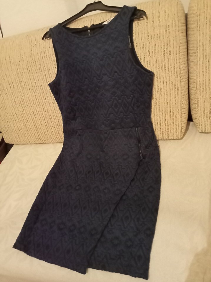 Kolsuz Lacivert Midi  Elbise - Görsel 3