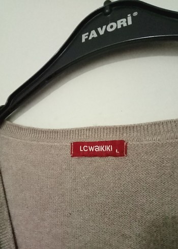 V yaka uzun kollu bej hırka - Görsel 3