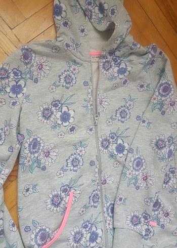 Çiçek Desenli Kapüşonlu Kız Eşofman Takımı - Görsel 7