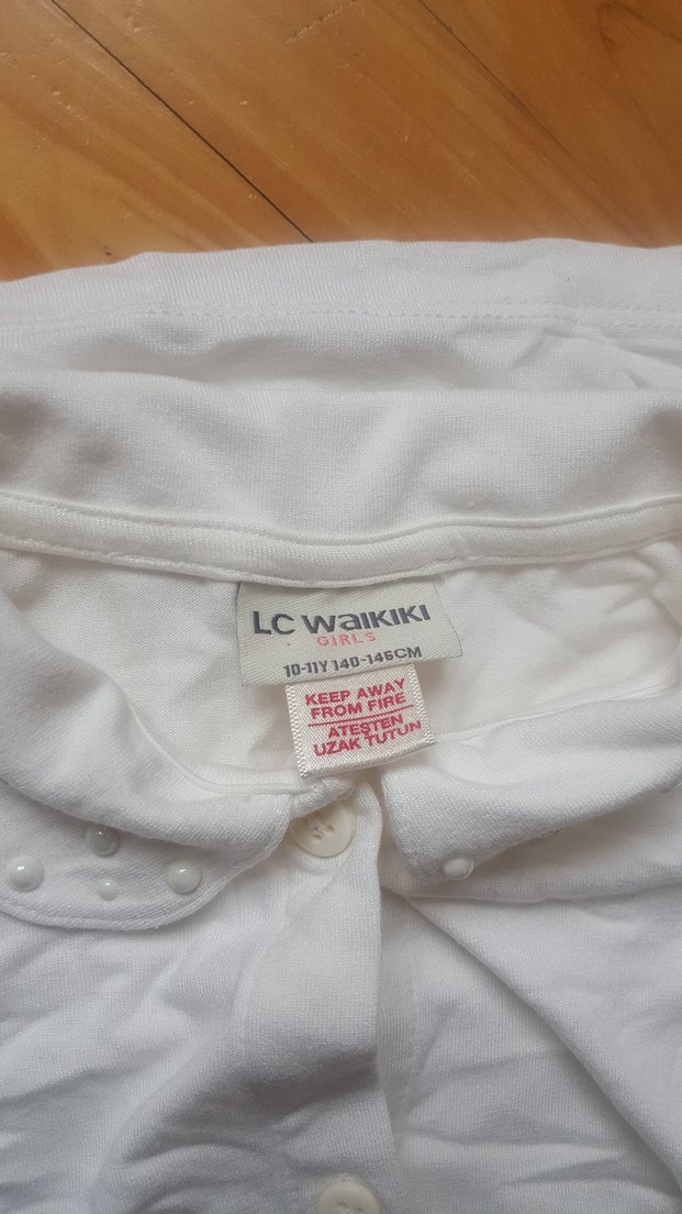 Kız Çocuk Beyaz Dantelli Kısa Kollu Gömlek - Görsel 4