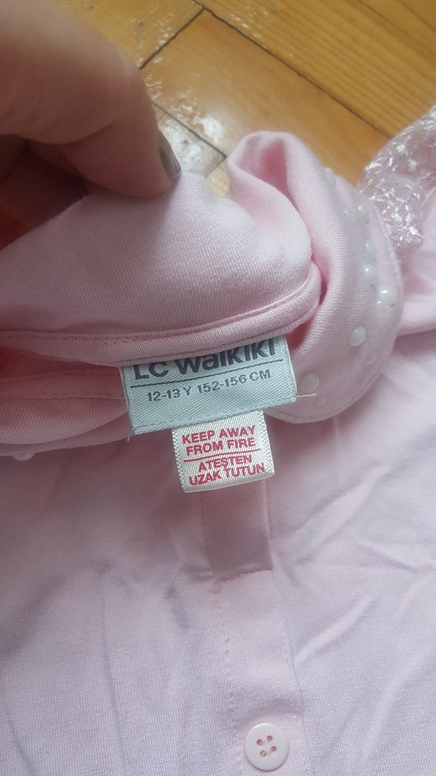 Kız Çocuk Beyaz Dantelli Kısa Kollu Gömlek - Görsel 3