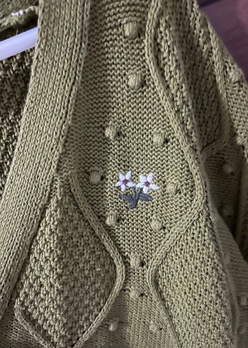 Yeşil V Yaka Örgü Kadın Hırka - Görsel 2