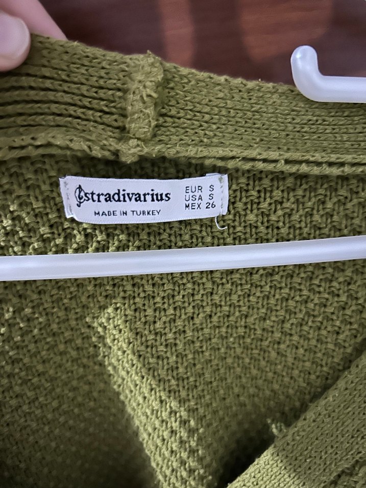 Yeşil V Yaka Örgü Kadın Hırka - Görsel 3