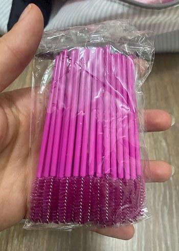 Renkli Pembe Takma Kirpik Fırçası Seti 2 paket 50adet - Görsel 2