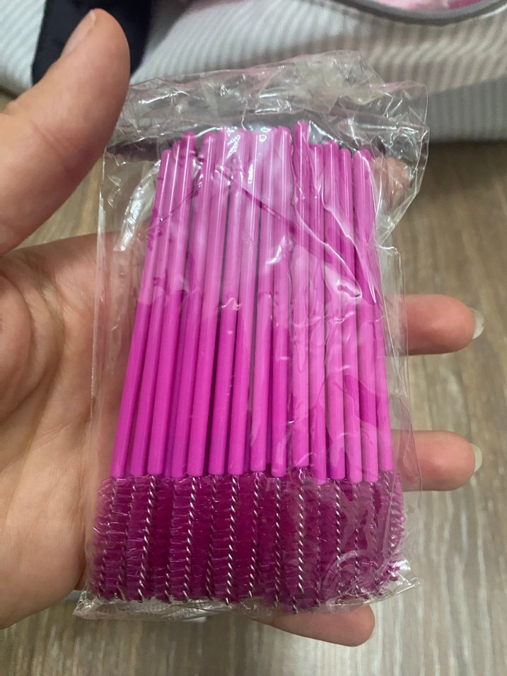 Renkli Pembe Takma Kirpik Fırçası Seti 2 paket 50adet - Görsel 2