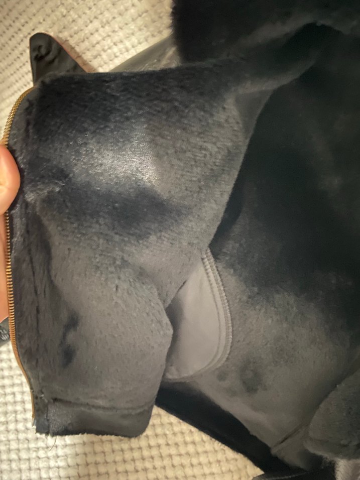 Kürk Detaylı Siyah Deri Kadın Biker Ceket - Görsel 3