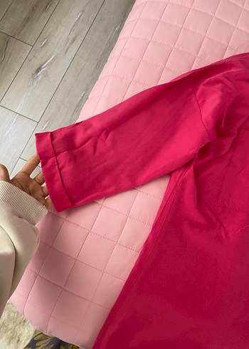 Düğmeli Pembe Kadın Gömlek - Görsel 4