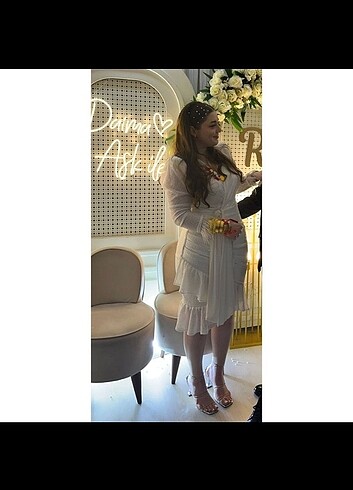 Beyaz otrişli söz nikah nişan elbisesi