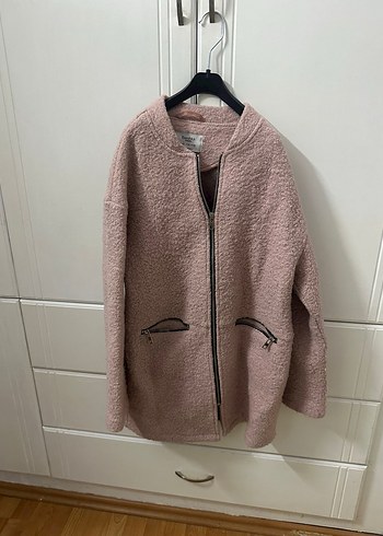 BERSHKA Pembe Kadın Fermuarlı Rahat Ceket - Görsel 2