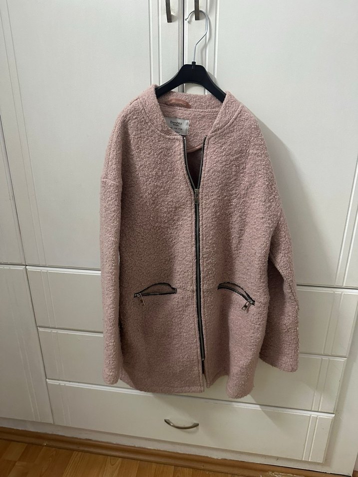 BERSHKA Pembe Kadın Fermuarlı Rahat Ceket - Görsel 2