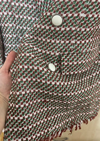 Kadın Gri Desenli Midi Blazer - Görsel 3