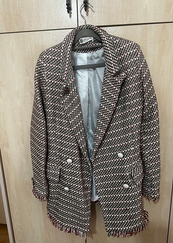 Kadın Gri Desenli Midi Blazer - Görsel 2