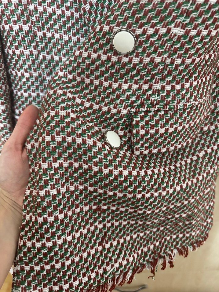 Kadın Gri Desenli Midi Blazer - Görsel 3