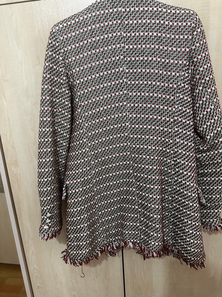 Kadın Gri Desenli Midi Blazer - Görsel 5