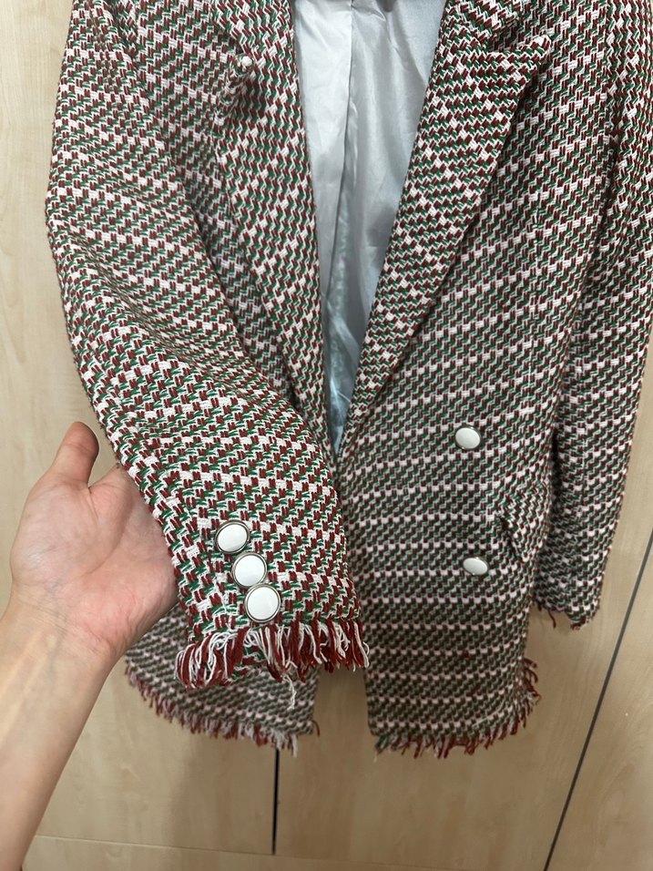 Kadın Gri Desenli Midi Blazer - Görsel 4