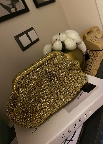 Burslu gold çanta