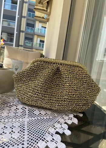 Mango Burslu gold çanta