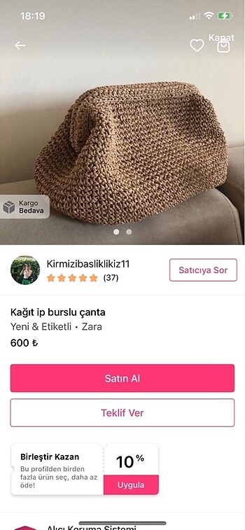 Zara 3 adet burslu çanta